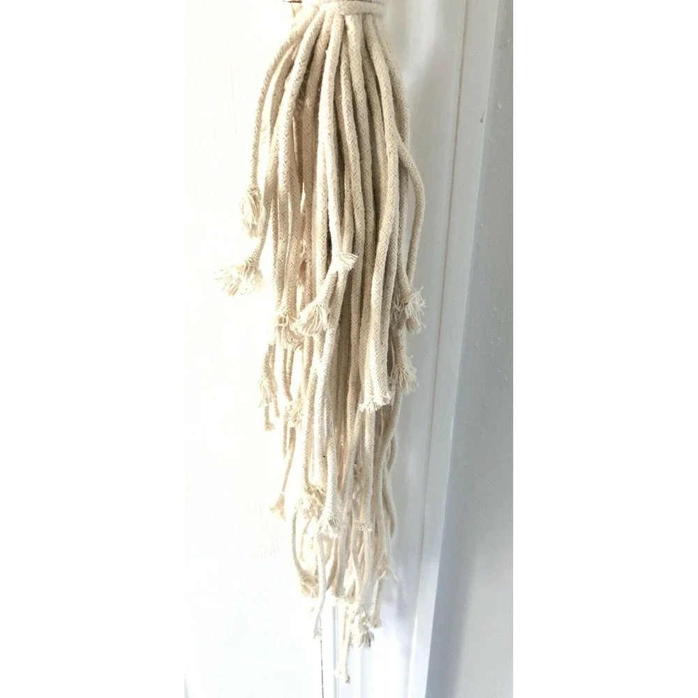 Handmade Macrame Hanging Plant Holder Hanger Wood Beads MCM Boho